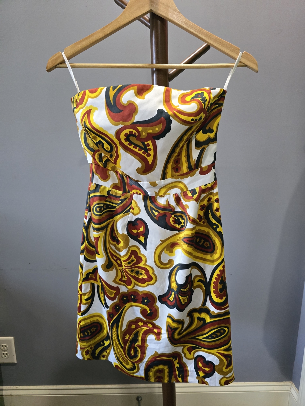 Banana Republic White Paisley Mini Dress with Yellow and Red Accents